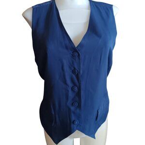 Vtg sz 8 Sleeveless Lizsport Rayon Vest Women Classic Fit Tie Back 1990s